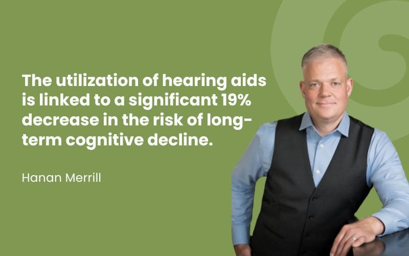 The utilization of hearing aids is linked to a significant 19% decrease in the risk of long-term cognitive decline.